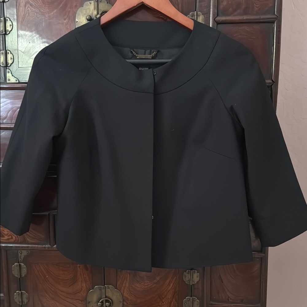 Laundry by Shelli Segal Black Women's cropped wool swing Jacket